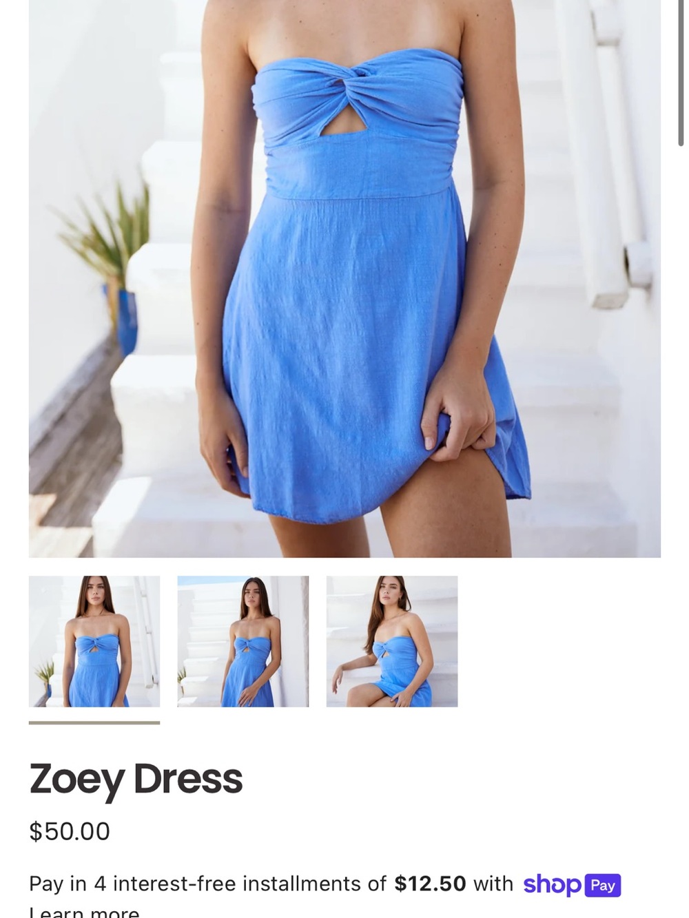 Strapless blue Sweetheart Sundress